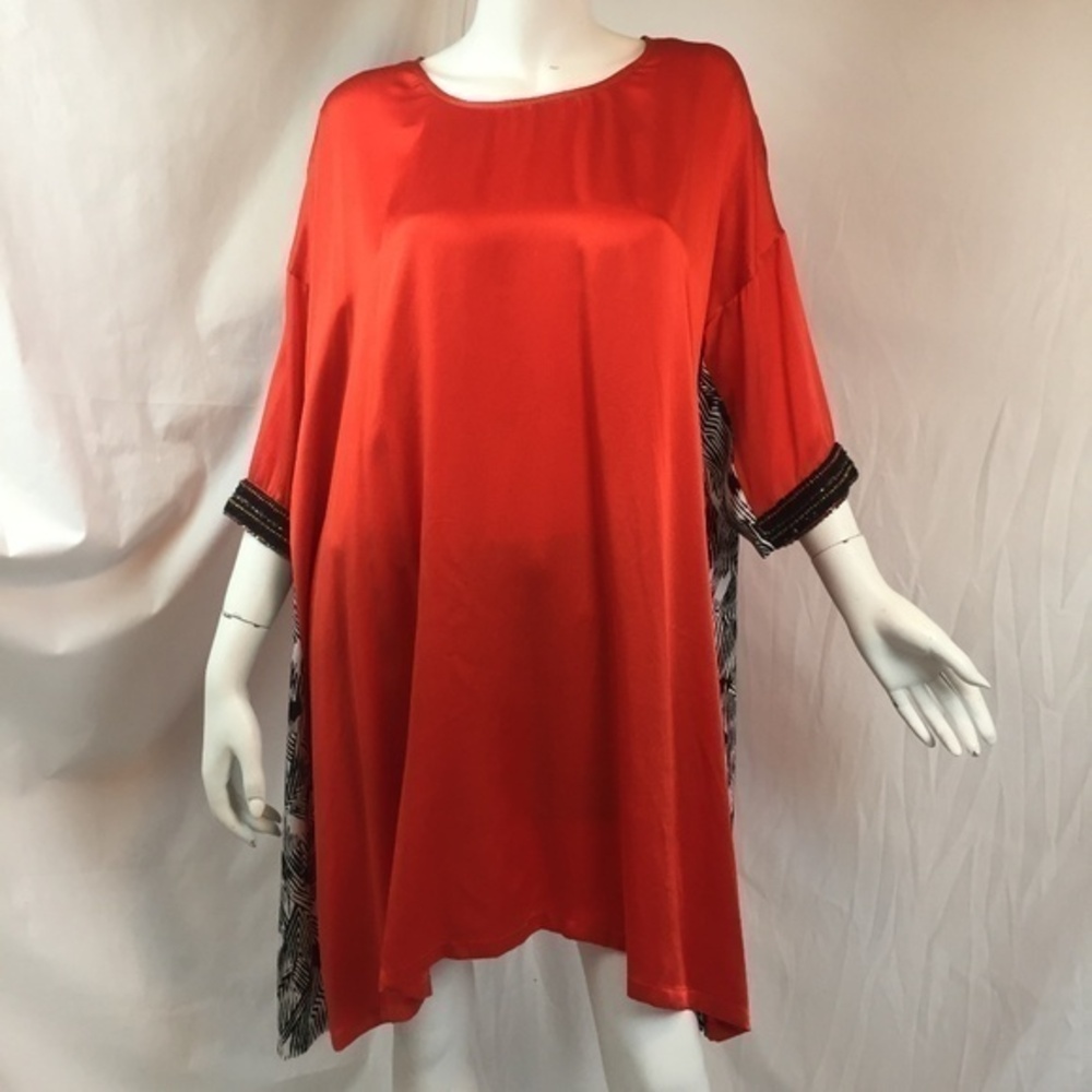 Roberta Freymann Vintage 100% silk beaded oversized caftan